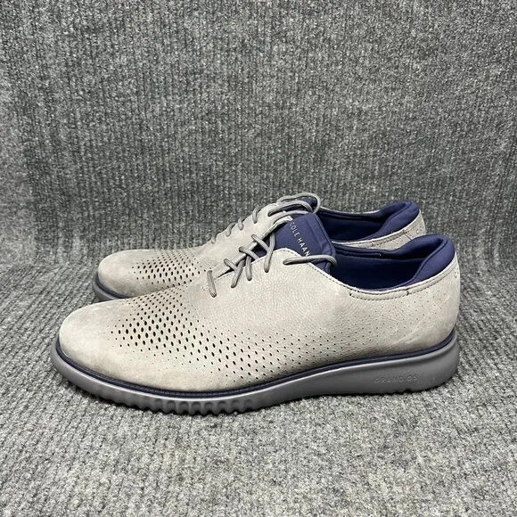 NEW Cole Haan 2.Zerogrand Laser Wingtip Gray Nubuck Oxfords Mens 11.5 M C38240