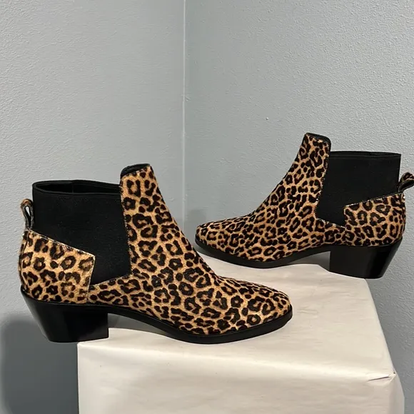 New Cole Haan Gia Calf Hair Leopard Grandseries Chelsea Booties Women's