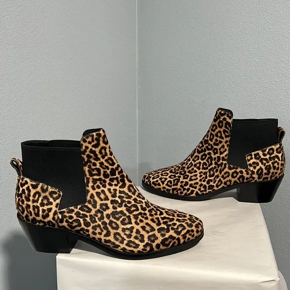 New Cole Haan Gia Calf Hair Leopard Grandseries Chelsea Booties Women's