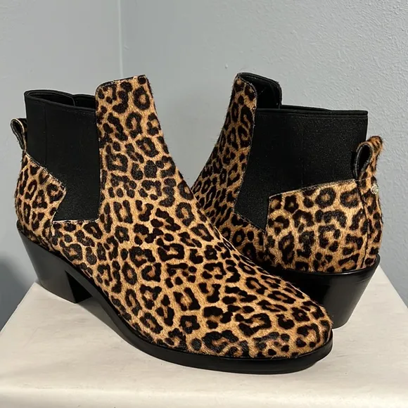 New Cole Haan Gia Calf Hair Leopard Grandseries Chelsea Booties Women's