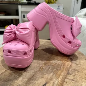 NEW ⭐️⭐️ CROCS SIREN Pink BOW CLOGS 210000 Platform Shoes Iconic Comfort Sz 7