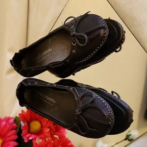 NEW Donald J. Pliner Buttery Leather Ballet Kitten Heel Brown Luxury Designer
