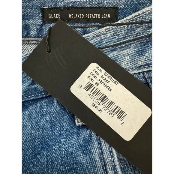 New ~ EDWIN ~ FREE PEOPLE Blake Ultra High-Rise Pleated Slim Jeans Size 28
