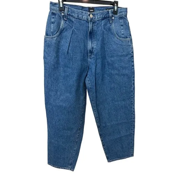 New ~ EDWIN ~ FREE PEOPLE Blake Ultra High-Rise Pleated Slim Jeans Size 28