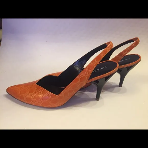 NEW Emporio Armani Embossed Slingback Heel sz 37