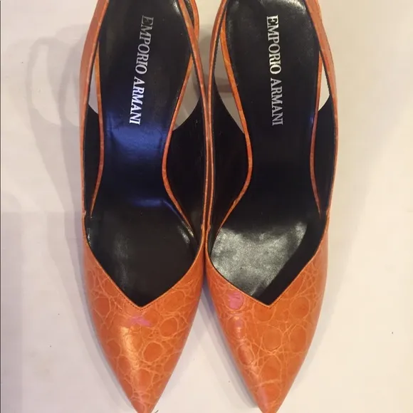 NEW Emporio Armani Embossed Slingback Heel sz 37