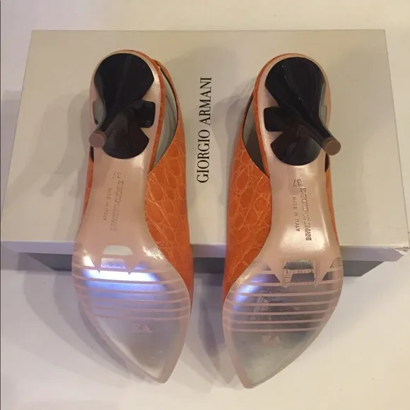 NEW Emporio Armani Embossed Slingback Heel sz 37