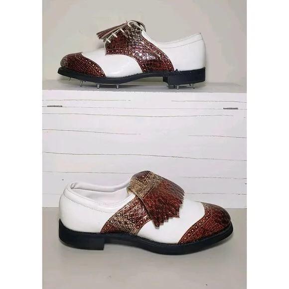 New Etonic Vintage Professional Brown Leather Kiltie Spike‎ Golf Shoes Size 7C