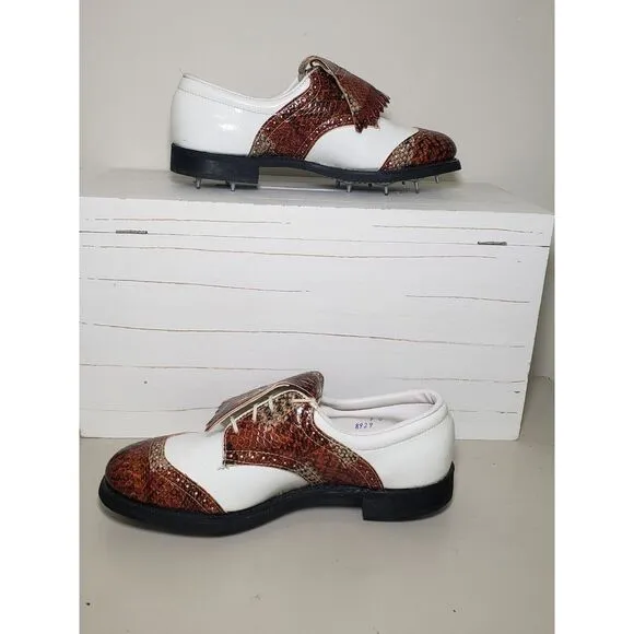New Etonic Vintage Professional Brown Leather Kiltie Spike‎ Golf Shoes Size 7C