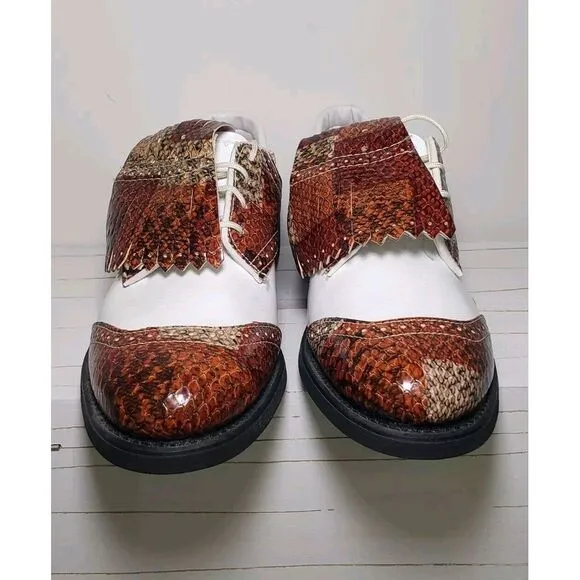 New Etonic Vintage Professional Brown Leather Kiltie Spike‎ Golf Shoes Size 7C