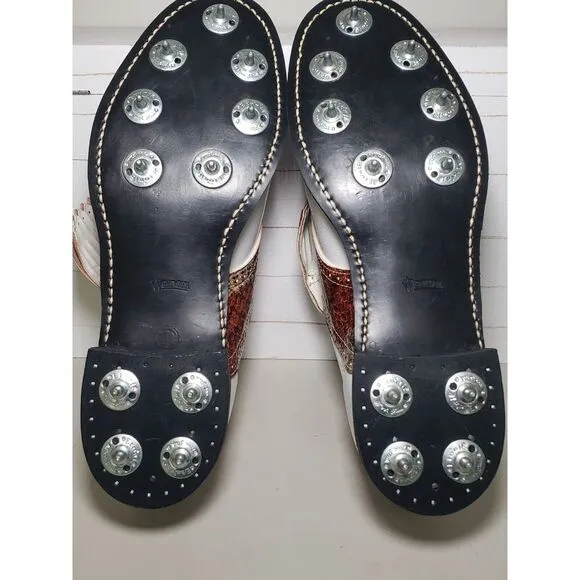 New Etonic Vintage Professional Brown Leather Kiltie Spike‎ Golf Shoes Size 7C
