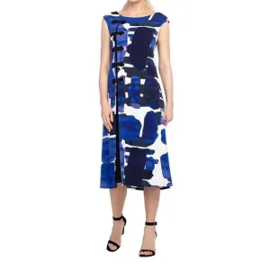 NEW EVA VARRO cap shoulder side grommet dress in bonney