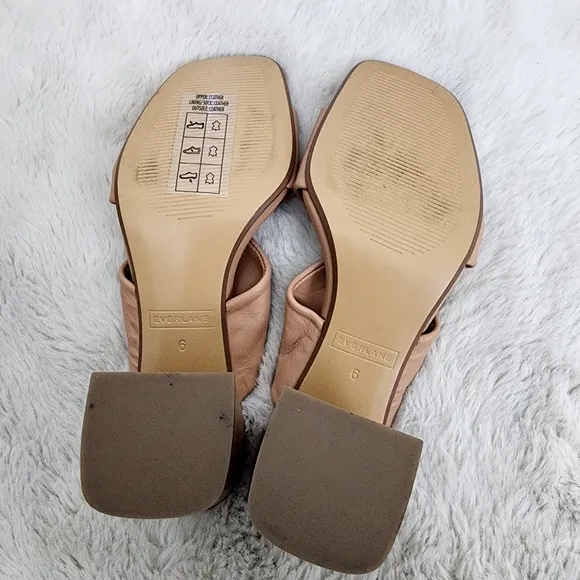 NEW Everlane The Day Twist Heel Tan Block Heel Mules with Knot Detail