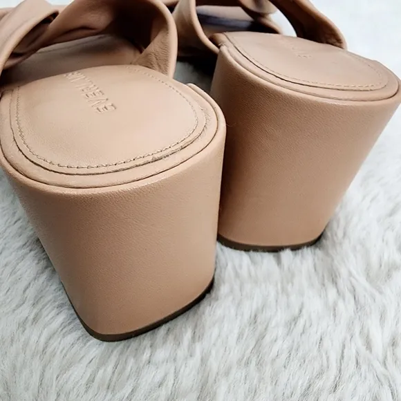 NEW Everlane The Day Twist Heel Tan Block Heel Mules with Knot Detail
