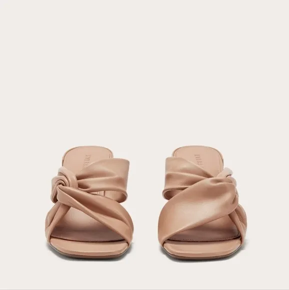 NEW Everlane The Day Twist Heel Tan Block Heel Mules with Knot Detail