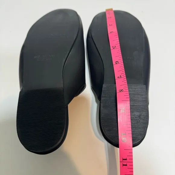 New Farm Rio Beaded Sunshine ☀️ Black Leather Flat Mules Size 7