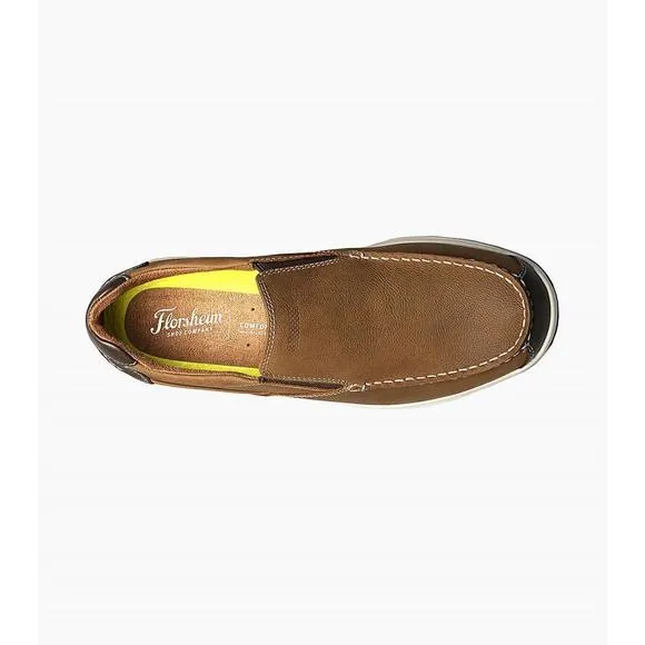 NEW FLORSHEIM men's great lakes moc toe slip on - wide width in stone