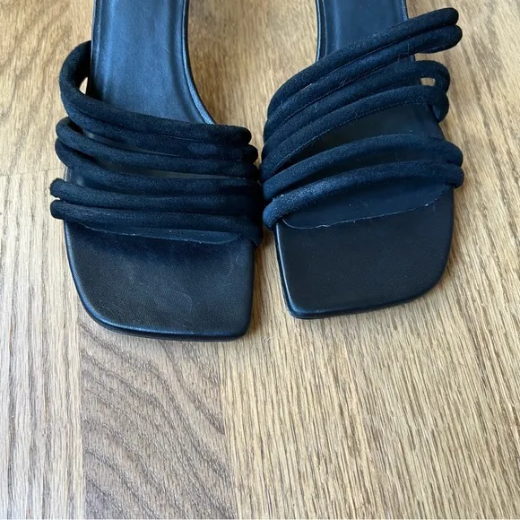 NEW FRAME Le Tonga Leather Mules In Black Suede Sz 37