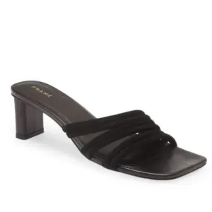 NEW FRAME Le Tonga Leather Mules In Black Suede Sz 37