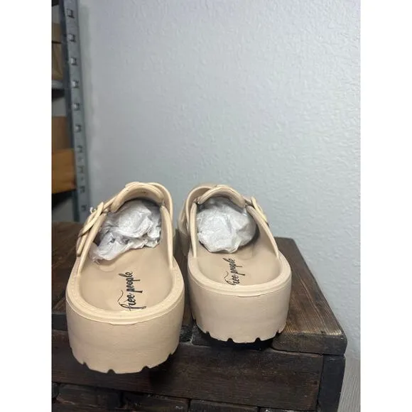 NEW Free People Clog Lightweight Buckle Karlie Slip on Boho Casual Lounge Tan