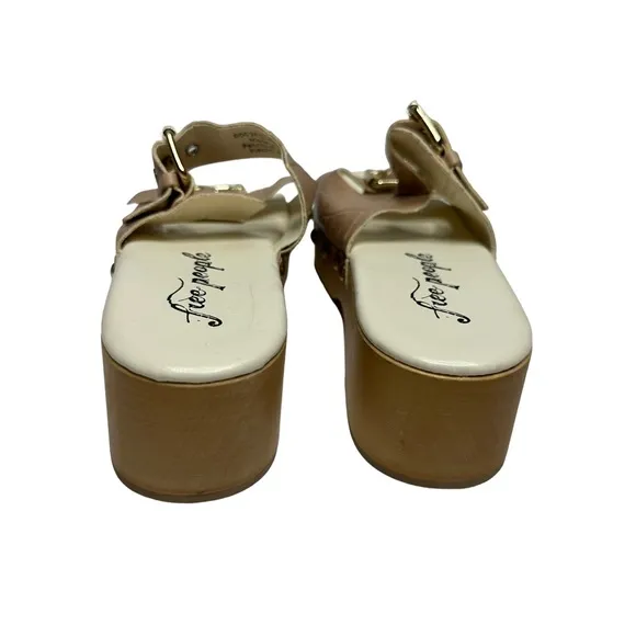 NEW Free People Fiona Embossed Croc Leather/Wood Clog Buckle Sandals 39