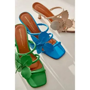 New Free People X INTENTIONALLY BLANK Iris Garden Heel in Green Size 40 US 9