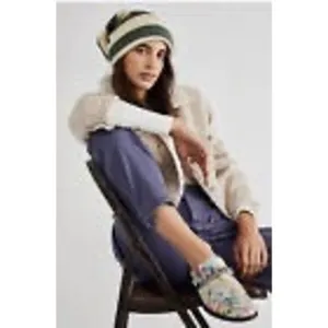 NEW-FreePeople Vida Mules Loafer Slip On Floral Leather Silver Chain 7.5 Ret$108