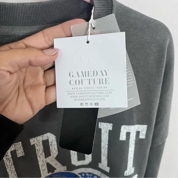 New Gameday Couture Gray Vintage Wash Oversized Crewneck Fleece Pullover