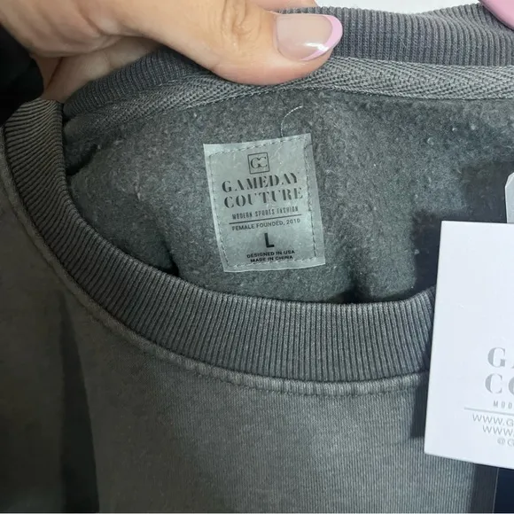 New Gameday Couture Gray Vintage Wash Oversized Crewneck Fleece Pullover
