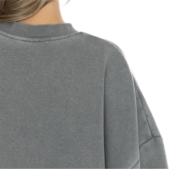 New Gameday Couture Gray Vintage Wash Oversized Crewneck Fleece Pullover