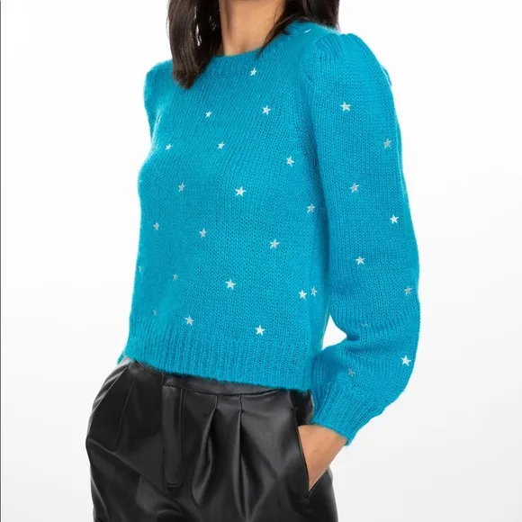 New Generation Love Angelina star knit sweater teal/silver Large