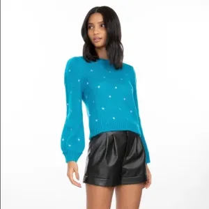 New Generation Love Angelina star knit sweater teal/silver Large