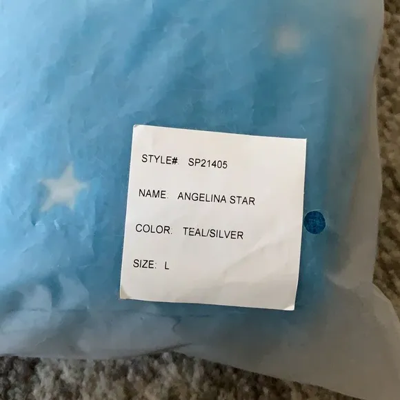 New Generation Love Angelina star knit sweater teal/silver Large