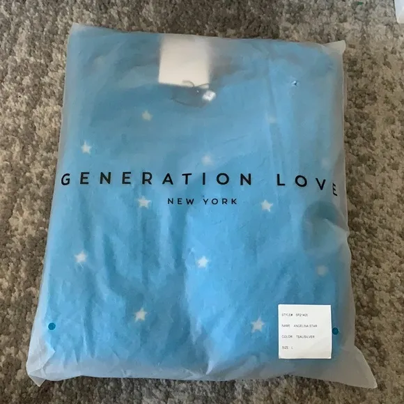 New Generation Love Angelina star knit sweater teal/silver Large