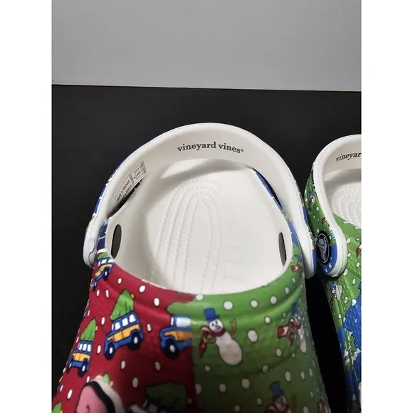 New Holiday VINEYARD VINES Crocs Classic Clog kid Size J4  Christmas Shoes