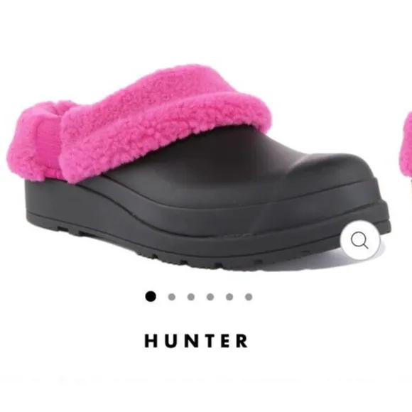 NEW Hunter Play Clogs Womens Insulated Black Pink Rubber Slip On Waterproof 8