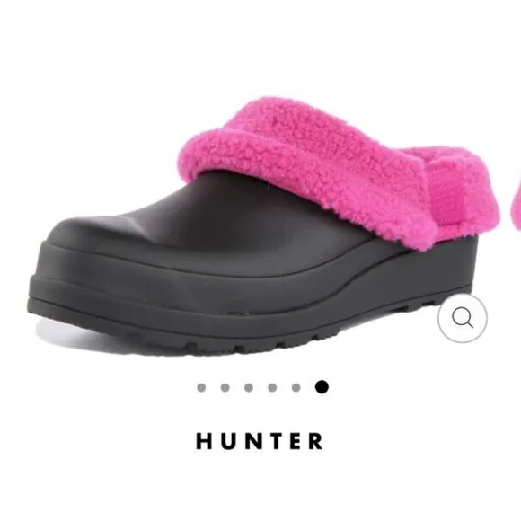NEW Hunter Play Clogs Womens Insulated Black Pink Rubber Slip On Waterproof 8