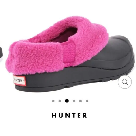 NEW Hunter Play Clogs Womens Insulated Black Pink Rubber Slip On Waterproof 8