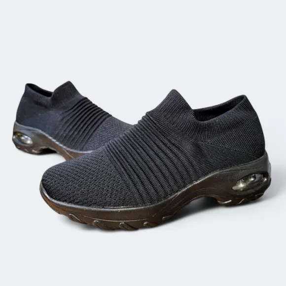 NEW Hyper Black Comfy Memory Foam Slip On Sneakers Size 9