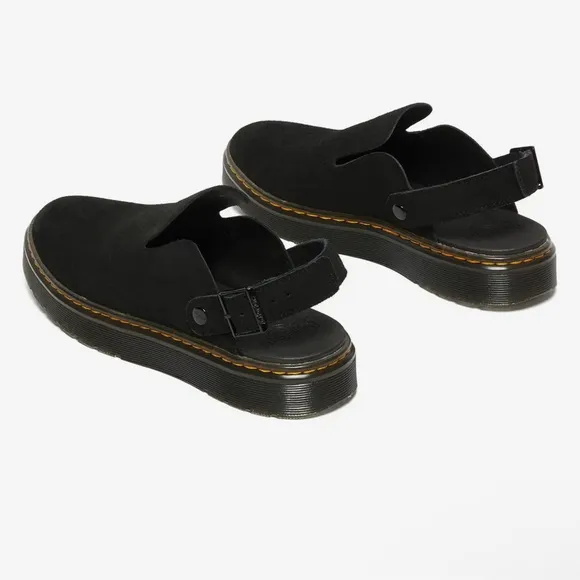 NEW IN BOX DR MARTENS Carlson Mules in Black Suede, Unisex Size 7W/6M
