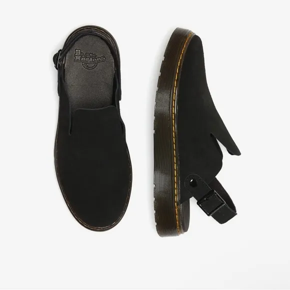 NEW IN BOX DR MARTENS Carlson Mules in Black Suede, Unisex Size 7W/6M