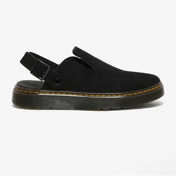 NEW IN BOX DR MARTENS Carlson Mules in Black Suede, Unisex Size 7W/6M