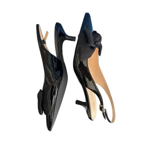 New in Box Jack Rogers Black Bow Patent Kitten Heels 8