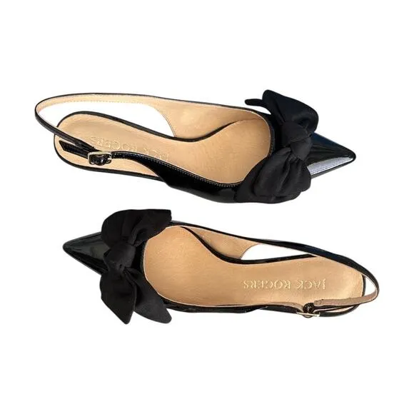 New in Box Jack Rogers Black Bow Patent Kitten Heels 8