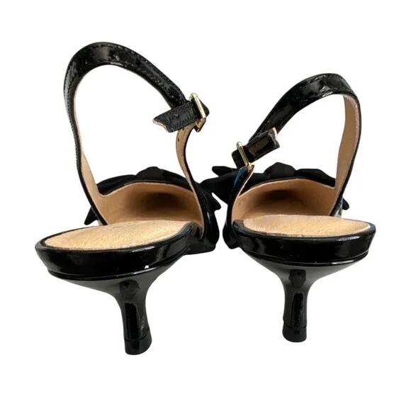 New in Box Jack Rogers Black Bow Patent Kitten Heels 8