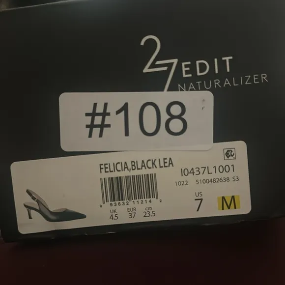 New in box leather Naturalizer sling black pointed toe heels size 7