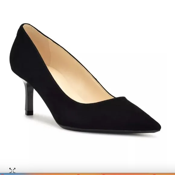 NEW in box Nine West black suede KUNA pump low heels 7.5