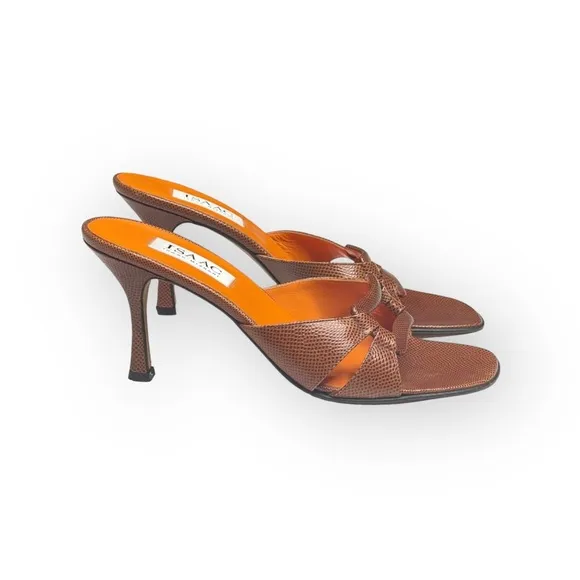 new Isaac Mizrahi ⌘ Lizard Kitten Heel Sandal ⌘ Orange ⌘ SJP Sex and the City ⌘