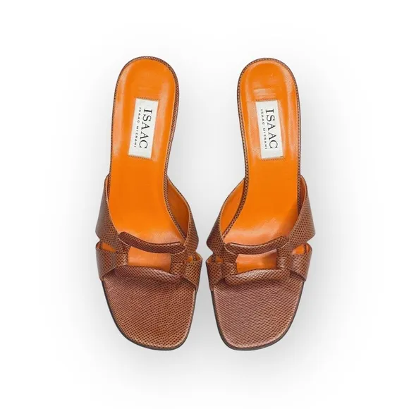new Isaac Mizrahi ⌘ Lizard Kitten Heel Sandal ⌘ Orange ⌘ SJP Sex and the City ⌘