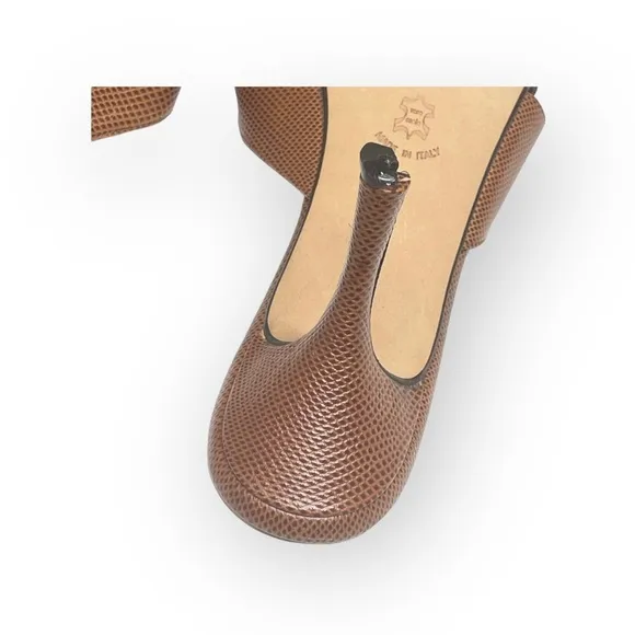 new Isaac Mizrahi ⌘ Lizard Kitten Heel Sandal ⌘ Orange ⌘ SJP Sex and the City ⌘